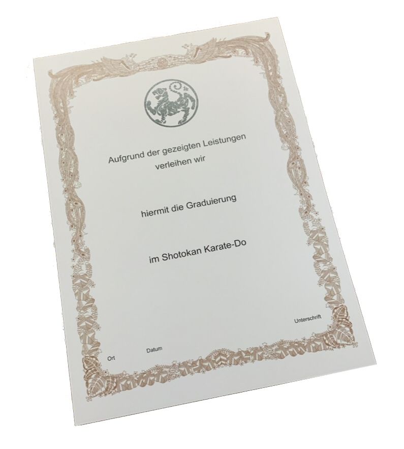 Prüfungsurkunde Shotokan Karate-Do, Japan Style